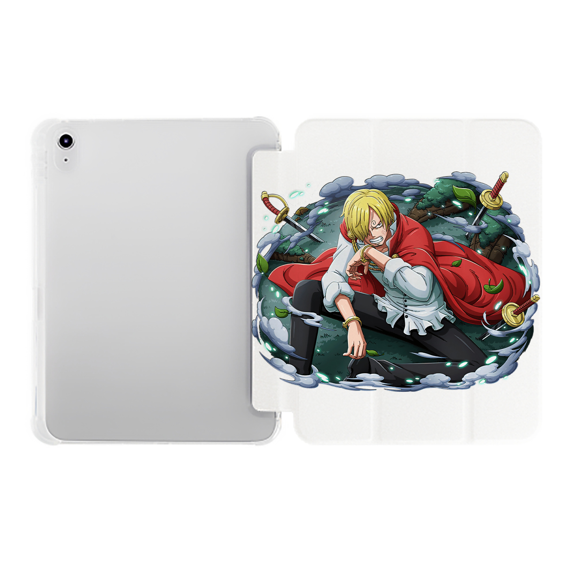 （画像用） ワンピース サンジ ONE PIECE Sanji IPad ケース ペン収納付き 三つ折りスタンド PUレザー×シリコン 対応機種9.5/10.5/10.9インチ